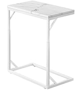 Joyofcife C-Shaped End Table, Small Sofa Table with Metal Frame, Adjustable Height Side Table for...