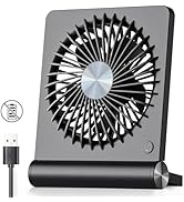 Koonie USB Fan, Strong Wind Ultra Quiet Small Desk Fan 220° Tilt Folding 3 Speeds Adjustable USB-...