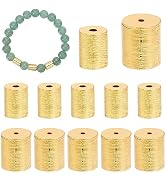 PH PandaHall 12PCS 18k Gold Spacer Beads, 2 Style Brass Drawbench Beads Metal Loose Beads Jewelry...