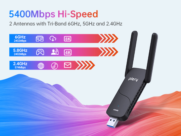 high speed 5400mbps usb 3.0 wifi adapter for pc gaming wireless network card for windows 10/11