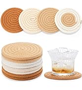 Set of 8 Coasters for Drinks-Absorbent Drink Coasters for Coffee Table,Minimalist Cotton Woven Co...