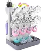 ZYLOHA Baby Bottle Drying Rack: Space Saving Vertical Bottle Drying Holder with Brushes Holder - ...
