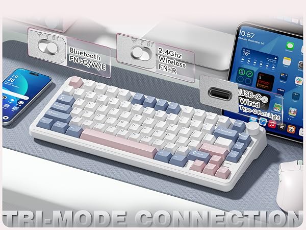 Features overview of the Keporia L75 wireless mechanical keyboard