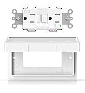 ELEGRP Horizontal Outdoor GFCI Outlet with Cover, Weather Resistant GFCI Receptacle and Wall Plat...