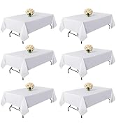 Kachanaa 6 Pack White Rectangle Polyester Table Cloth 60 x 102 Inch, Suitable for 6 Foot Rectangl...
