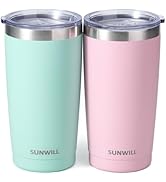 SUNWILL Insulated Coffee Mug Set of 2, 20 oz Tumbler with Lid, Stainless Steel Vacuum Double Wall...