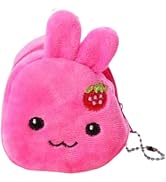 Pink Rabbit Coin Purse, Rabbit Cute Small Plush Panda Animal Small Coin Purse Zipper Money Wallet...