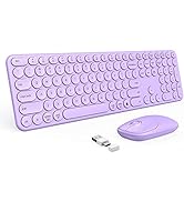Purple Keyboard and Mouse Wireless, PEIOUS Cute Wireless Keyboard and Mouse with USB and Type C R...