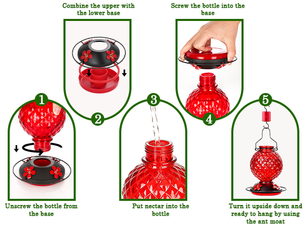 Glass Hummingbird Feeder