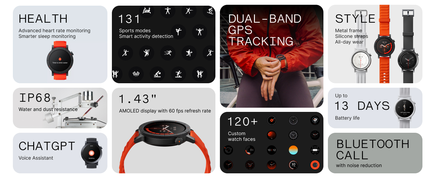 smart watch android bluetooth calling fitness tracker health smartwatch AMOLED waterproof GPS