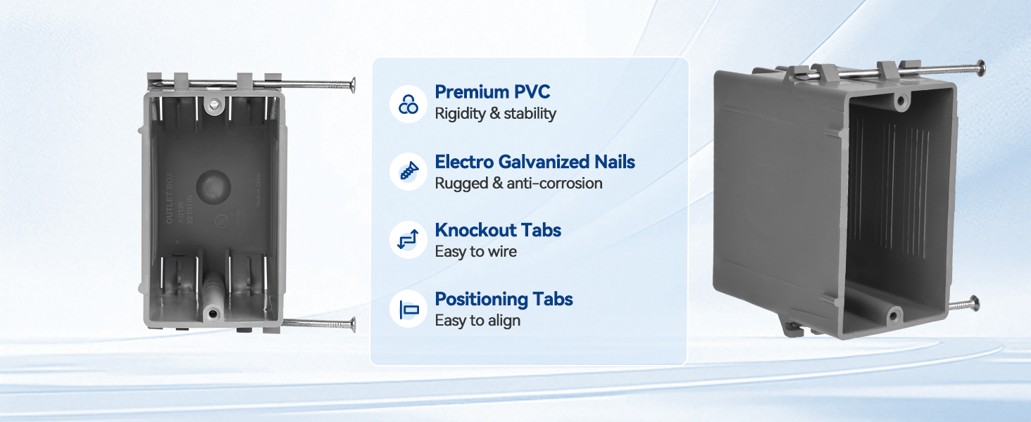 1 gang new work outlet box detail