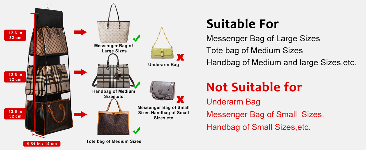 Purse Organizer for Closet,Purse Holder for Closet,Hanging Hand bag Organizer for Closet