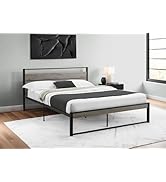 Monarch Specialties I 6071Q Bed, Bedroom, Frame Only, Platform Bed, Queen Size, Grey Laminate, Bl...