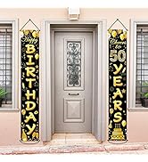 50th Birthday Party Banner Decorations Cheers to 50 Years Banner 50th Party Supplies Black Gold W...