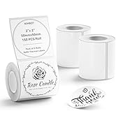 NIIMBOT 3 Rolls Set Label Tape for B1/B21/B3S Label Printer, 1.97" X 1.97" (50x50mm) Round Waterp...