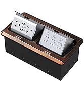KYHSHJ Dual Pop-Up Floor Electrical Outlet Box Kit,20 Amp Stainless Steel USB TR Receptacle Outle...