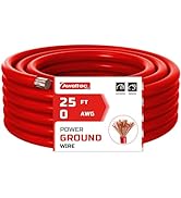 AWELTEC 0 Gauge Wire, 25 Feet Red Power Ground Wire Cable, Primary Automotive Wire, Copper Clad A...