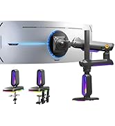 NB ERGONOMIC RGB Gaming Monitor-Arm for Flat/Ultrawide/Curved Monitors 32 to 60 inch, Heavy Duty ...