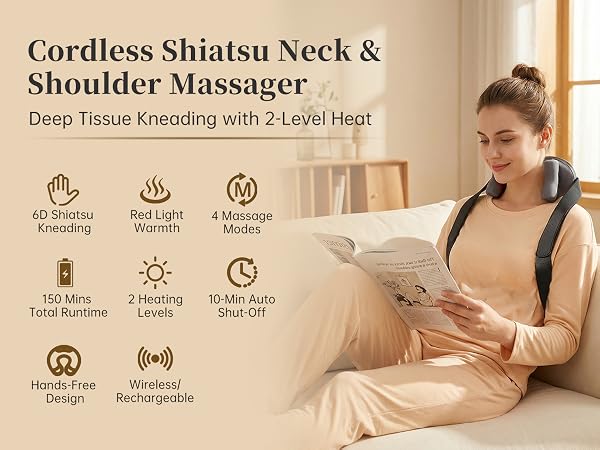 Cordless shiatsu neck &amp;amp; shoulder massager