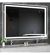 Koonmi 40x60 LED Bathroom Mirror, Backlit + Front Lit, LED Bathroom Mirror with Lights for Wall, ...