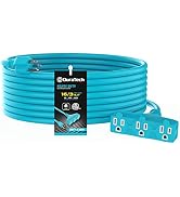 DuraTech Extension Cord, 20 ft Outdoor Extension Cord with Multiple Outlets, 16AWG/3C SJTW, 13Amp...