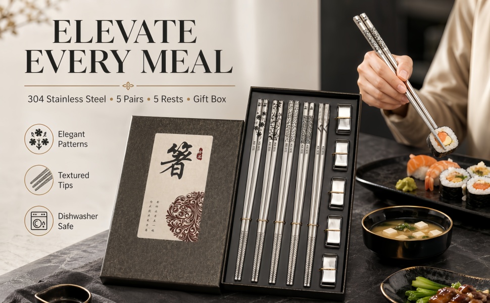 Stainless Steel Chopsticks in a Gift Box