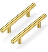 Plustool 50Pack Gold Cabinet Handles 3 Inch Hole Center-Brushed Brass Cabinet Pulls Gold Dresser ...