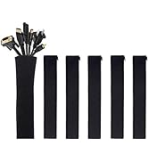 [6 Pack] JOTO Cable Management Sleeve, 19-20 Inch Cord Organizer System with Zipper for TV Comput...