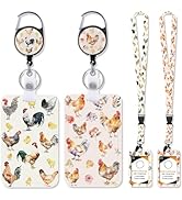 Chickens Retractable Lanyard Badge Holder - 2PCS Cute Flower Chickens Lanyard with ID Holder, Fun...
