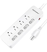 ROOTOMA Power Strip Surge Protector with Individual Switches,ETL Certified,6-Foot 14AWG Long Exte...