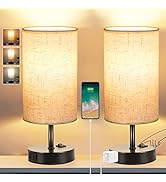 ZJOJO Table Lamp Bedside Lamps for Bedroom, Nightstand Lamps for Bedrooms Set of 2 with 3 Way Dim...