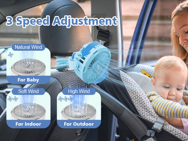 portable mini fan clip on baby stroller for travel personal handheld battery powered rechargeable