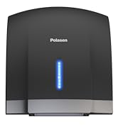 POLASEN Hand Dryer Commercial Black with 2 Pin Plug 110V Automatic Compact High Speed Air Wiper A...