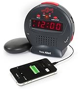 Sonic Alert Small Digital Alarm Clock with Battery Backup, Snooze, Full Range Brightness Dimmer