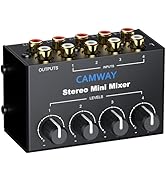 CAMWAY Audio Mixer 4 Channel - Mini RCA Stereo Audio Mixer for PC, X-box,PS4 Gaming,TV,PC,Music,S...