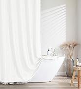 shower curtain set shower curtains boho farmhouse fabric linen bathroom stripe tassels white lace