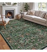 Othilic Rugs for Living Room 8x10 - Large Dark Green Washable Rug Soft Boho Bedroom Area Rug Non ...