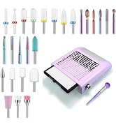 Rolokit 80W Nail Dust Collector Nail Tech &amp; 26PCS Nail Drill Bits Set, 3/32 Professional Nail Bit...