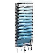 SUPEASY 13-Tier Wall File Organizer, Wall File Holder with Hooks, Mesh Hanging File Organizer, Ma...