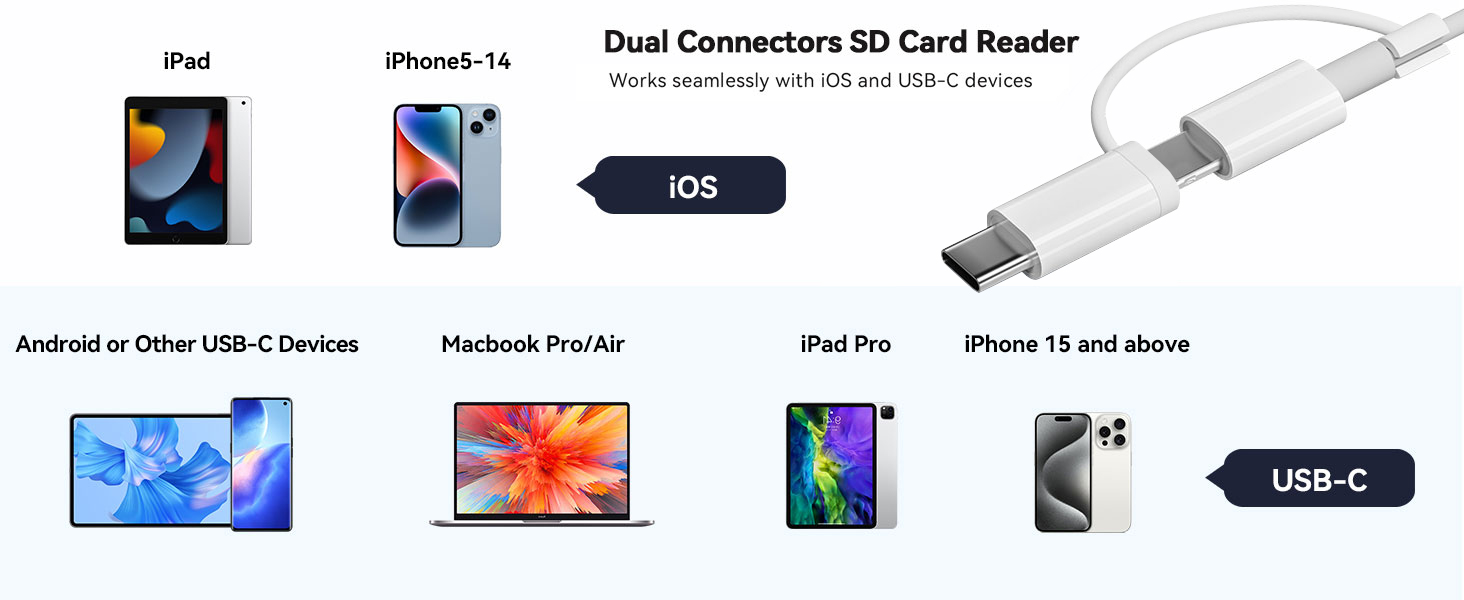 dual connectors SD card reader