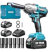 Seesii Impact Wrench 665 FT-LBS 3300IPM 1/2 Impact Gun High Torque Electric Impact Driver Cordles...