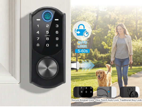 Electronic Deadbolt Secure Lock One Touch Access Auto Locking