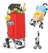 Heavy Duty 3 in 1 Shopping Cart, Foldable Hand Truck with 6 Wheels, 110 lbs Grocery Cart, Portabl...