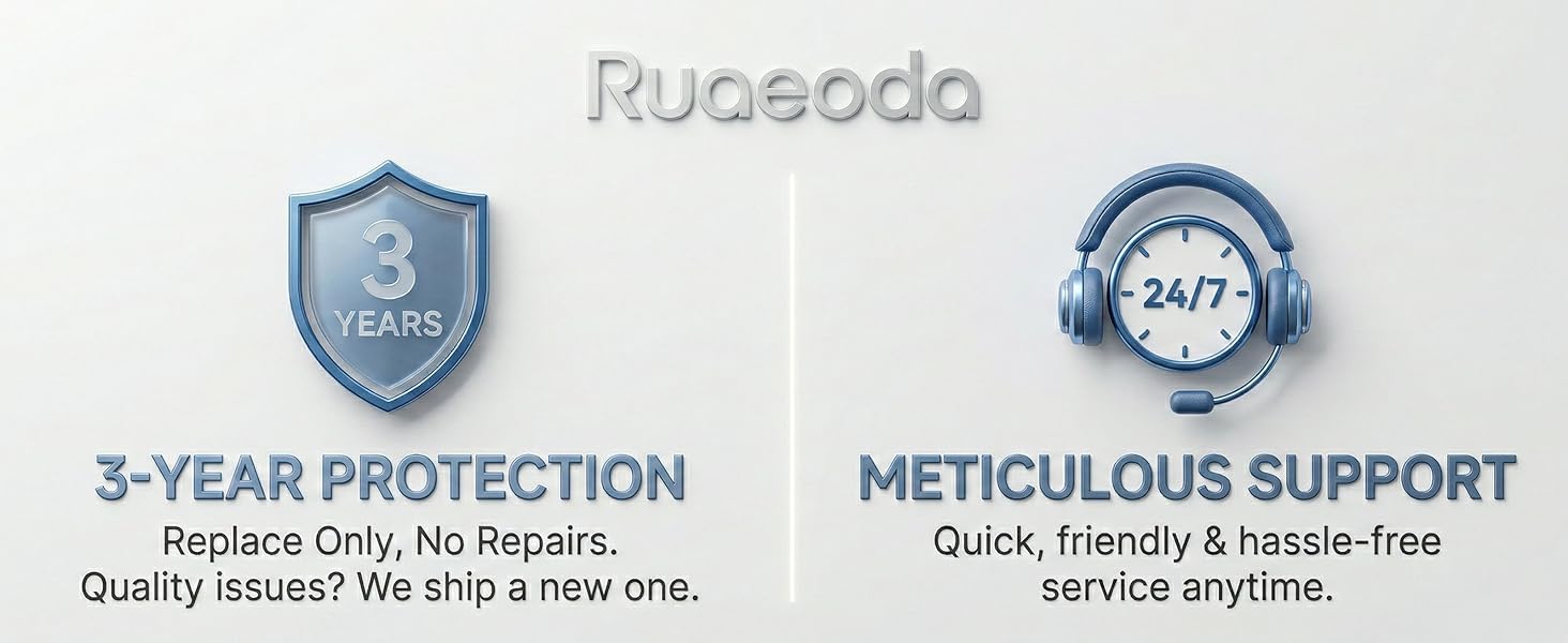 Ruaeoda our 3-year protection plan and 24/7 customer care to ensure your total satisfaction.