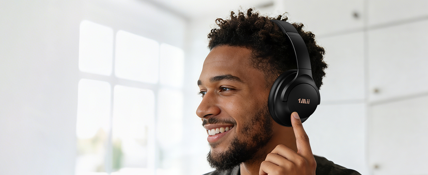 1Mii AI Y8 Active Noise Cancelling Headphones, Wireless Headphones Over Ear Bluetooth 6.0