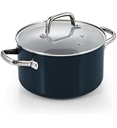 Cook N Home Non Stick Stock Pot with Lid, 6-Quart Hard Anodized Ceramic Nonstick Gumbo Pasta Pot,...