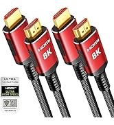 Snowkids 10K 8K HDMI 2.1 Cable 10FT 2-Pack, 48Gbps Certified High Speed HDMI Braided Cord (8K@60H...