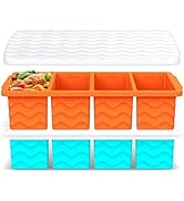 Doasuwish Silicone Freezer Tray for Soup with Lid – 1-Cup Soup Container Cube Style Ice Cube Tray...