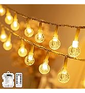 ANJAYLIA 33ft 80LED Globe String Lights Fairy Lights Battery Operated String Lights with Remote W...