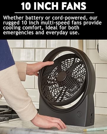 Treva 10 Inch Black Fan on Counter